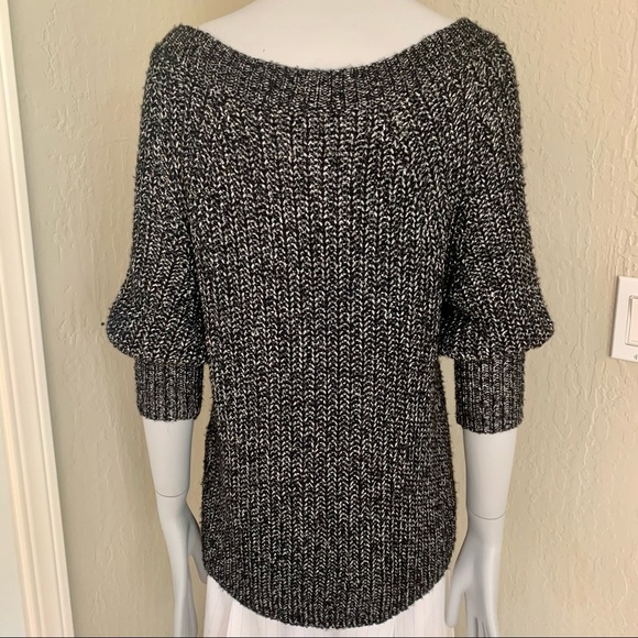 ALICE + OLIVIA Scoop Neck Sweater Black & Silver Metallic Alpaca Wool Blend Knit - Picture 10 of 15